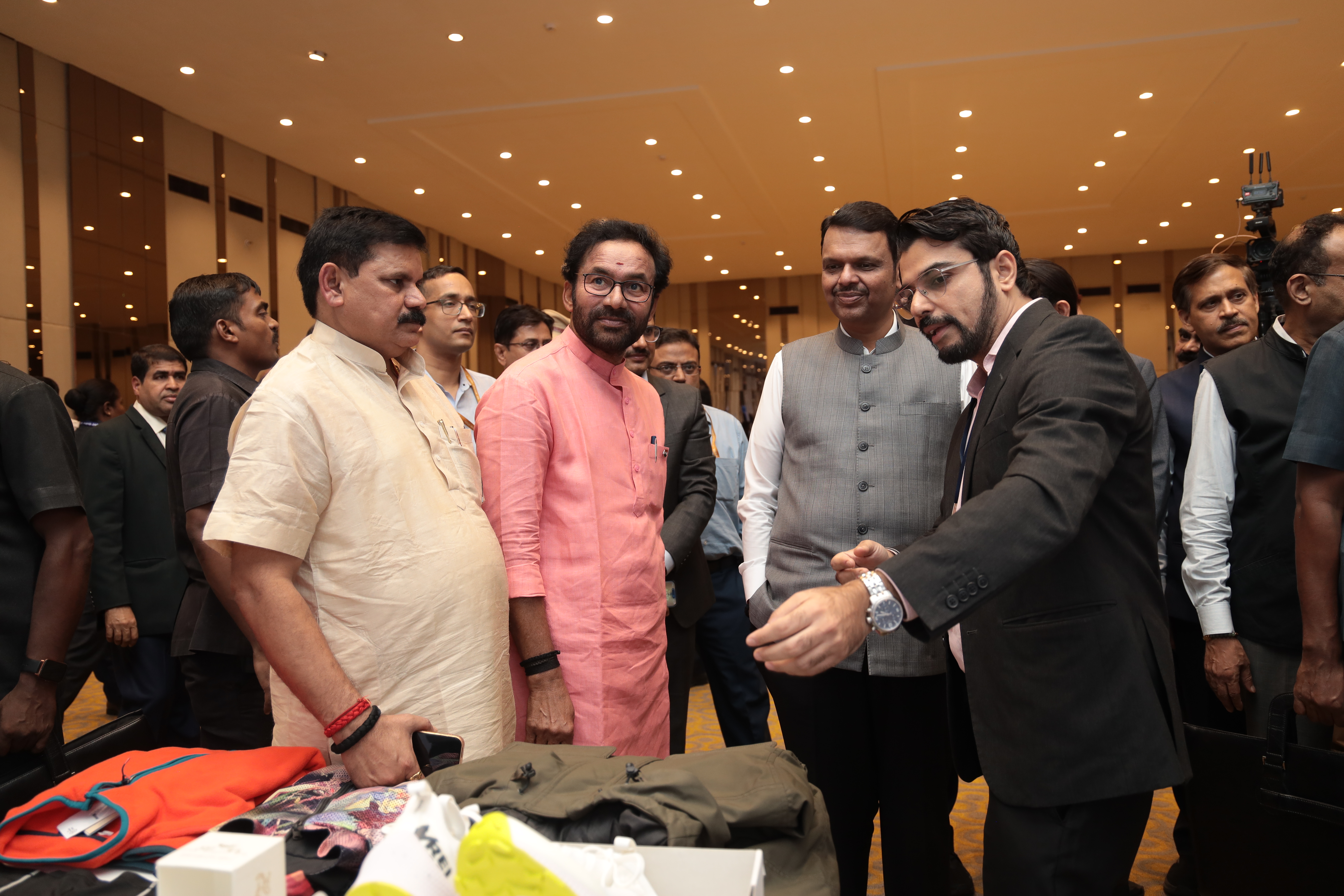 Hon’ble Union Minister of Coal & Mines, Shri G. Kishan Reddy, Hon’ble Minister of State for Coal & Mines, Shri Satish Chandra Dubey, and Hon’ble Chief Minister of Maharashtra, Shri Devendra Fadnavis, at the exhibition stalls